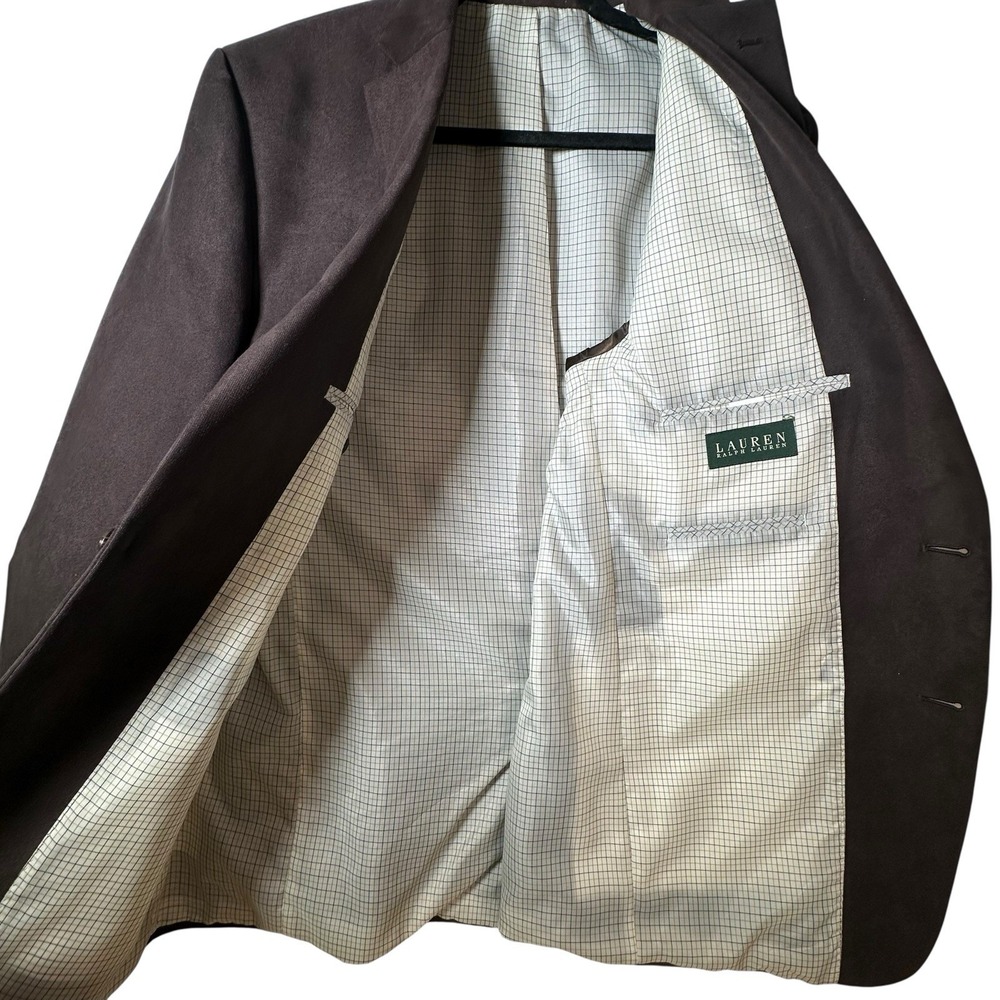 Lauren Ralph Lauren Brown Faux Suede Mens 44L Blazer Sportscoat 2 Button Jacket - Picture 4 of 9
